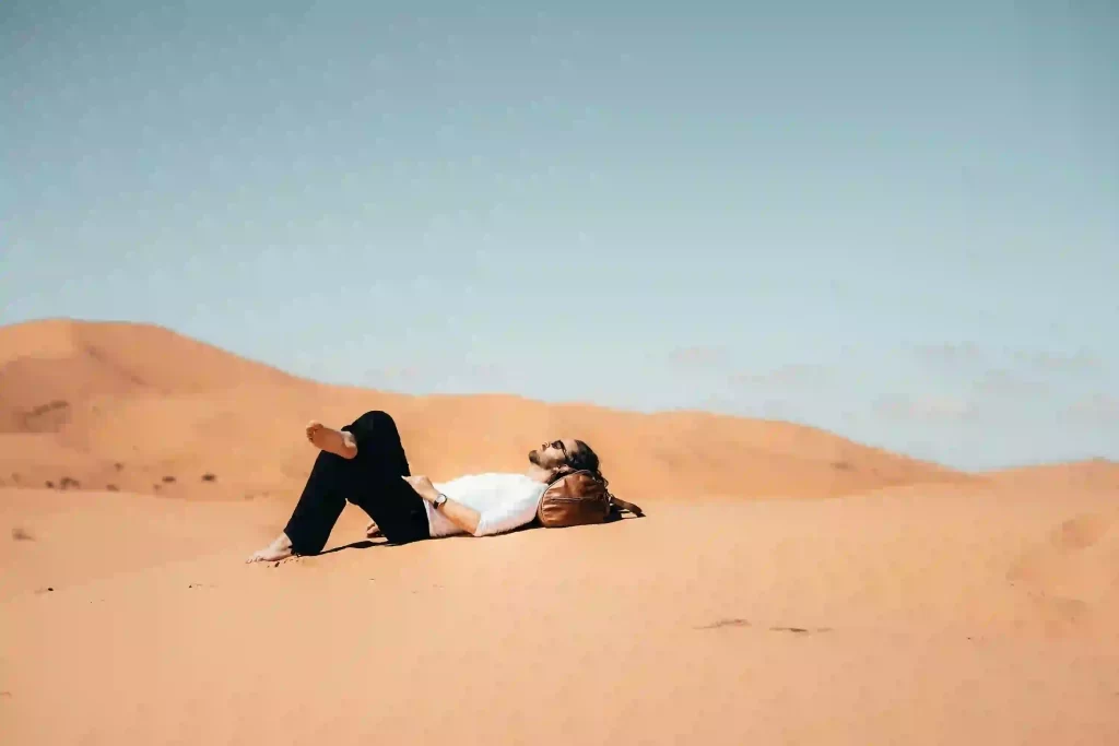 sleep nd watch Sun in sahara desert